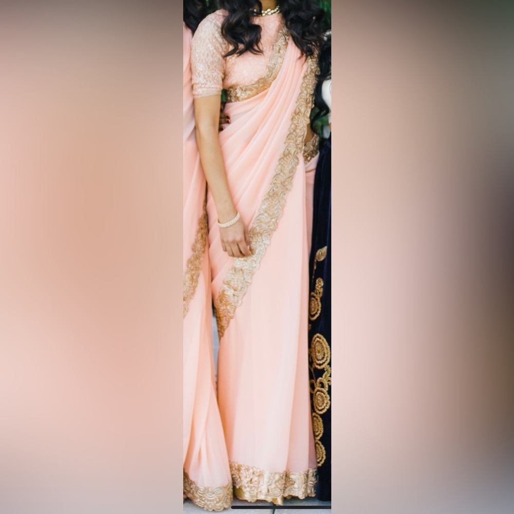 Indian Saree - blush pink and gold